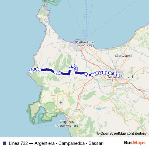 Linea 732 bus Line Map