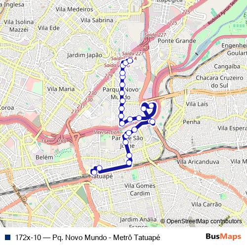 172x-10 bus Line Map