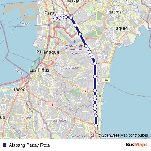 Alabang Pasay Rtda bus Line Map
