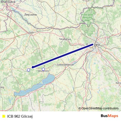 ICB 962 Göcsej bus Line Map