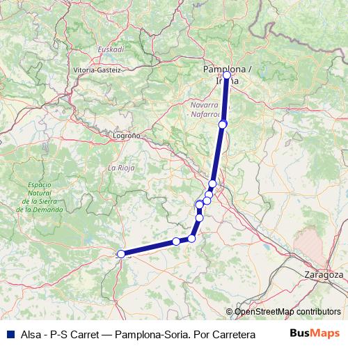 Alsa - P-S Carret bus Line Map