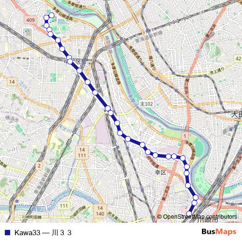 Kawa33 bus Line Map