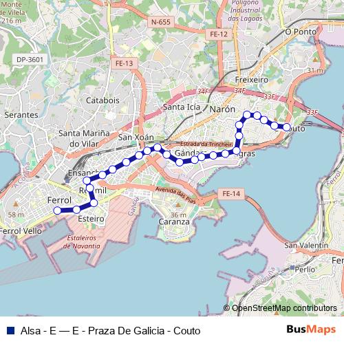 Alsa - E bus Line Map