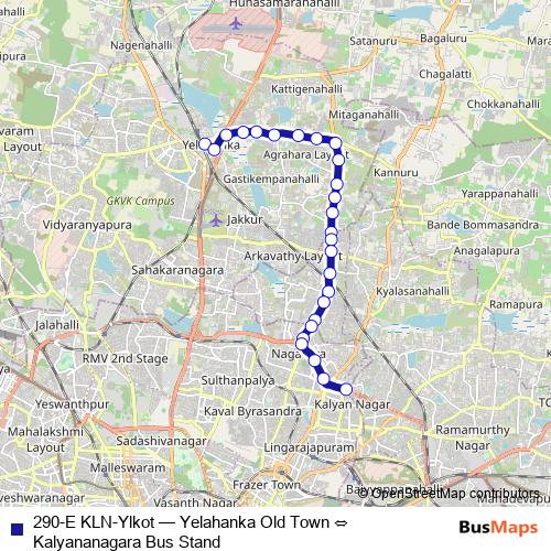 290-E KLN-Ylkot bus Line Map