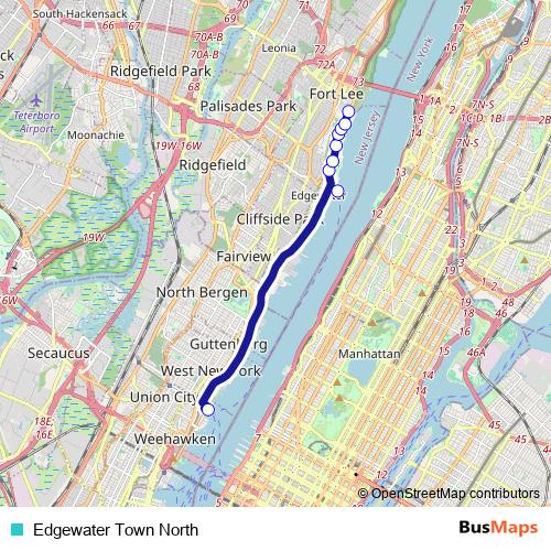 Edgewater Town North bus Line Map