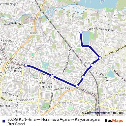 302-G KLN-Hma bus Line Map
