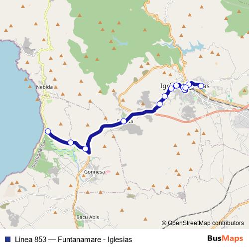 Linea 853 bus Line Map