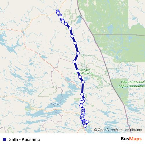 Salla - Kuusamo bus Line Map