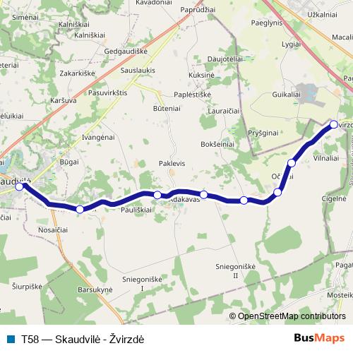 T58 bus Line Map
