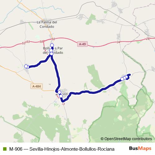 M-906 bus Line Map