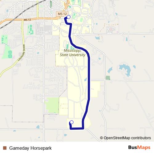 Gameday Horsepark bus Line Map