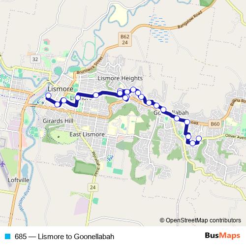 685 bus Line Map