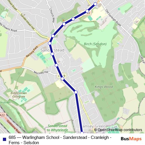 685 bus Line Map
