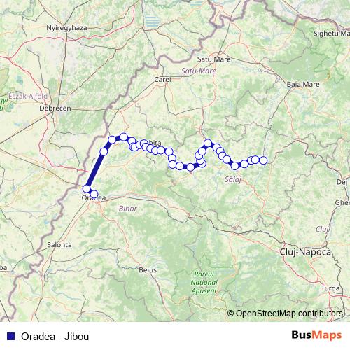 Oradea - Jibou rail Line Map