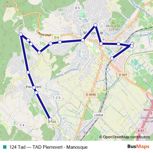 124 Tad bus Line Map