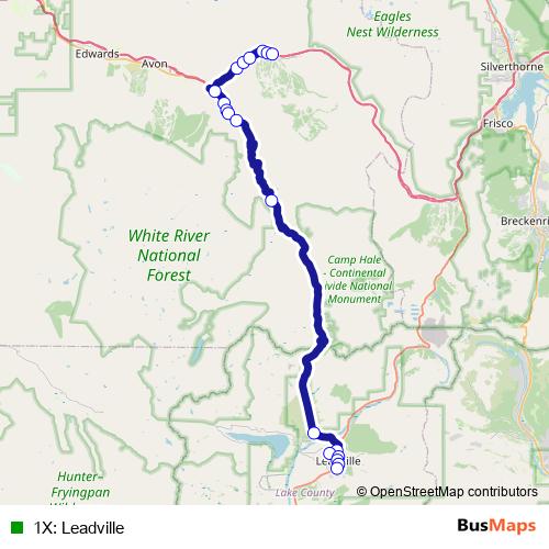 1X: Leadville bus Line Map