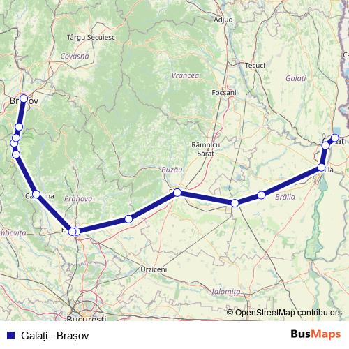 Galaţi - Braşov rail Line Map