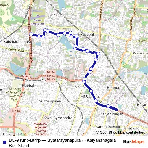 BC-9 Klnb-Btrnp bus Line Map