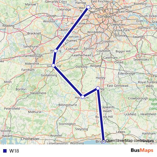 W18 bus Line Map