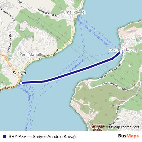 SRY-Akv ferry Line Map