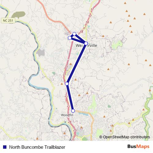 North Buncombe Trailblazer bus Line Map