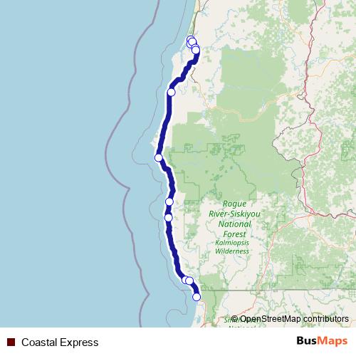 Coastal Express bus Line Map