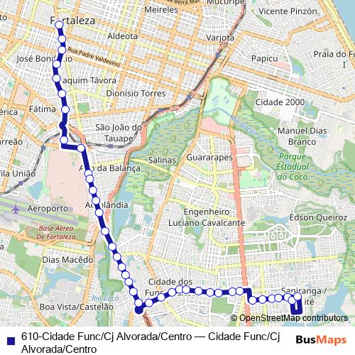 610-Cidade Func/Cj Alvorada/Centro bus Line Map