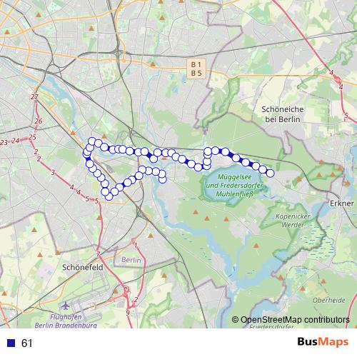 61 tram Line Map