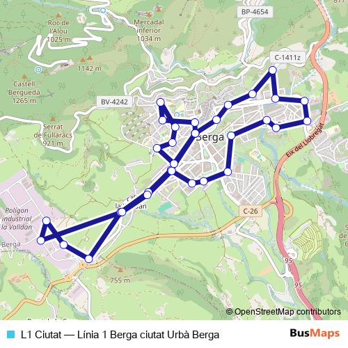 L1 Ciutat bus Line Map