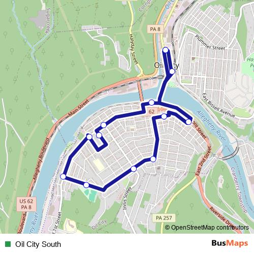 Oil City South bus Line Map