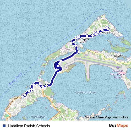 Hamilton Parish Schools bus Line Map