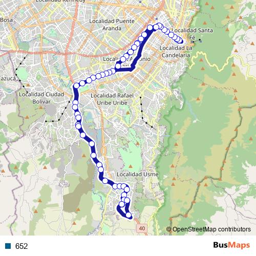 652 bus Line Map