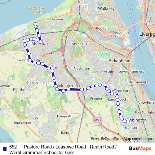 652 bus Line Map