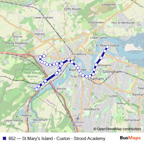 652 bus Line Map