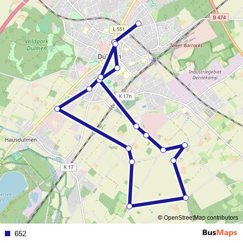 652 bus Line Map