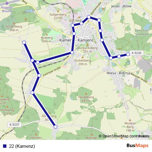 22 (Kamenz) bus Line Map