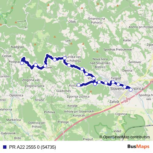 PR A22 2555 0 (54735) bus Line Map