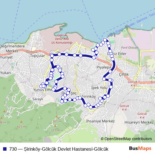 730 bus Line Map