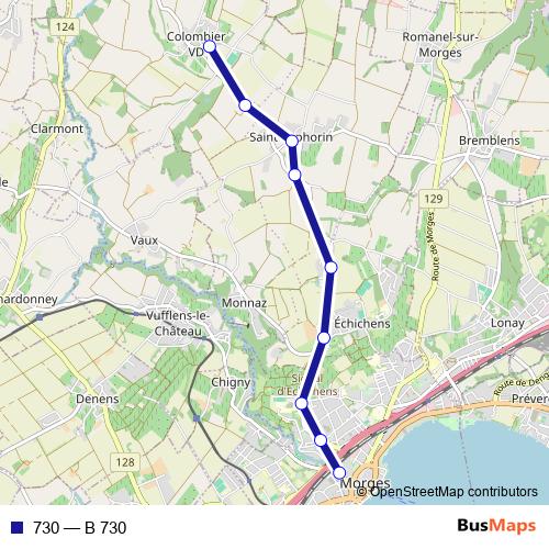 730 bus Line Map