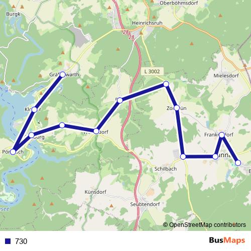 730 bus Line Map