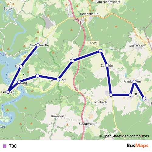 730 bus Line Map