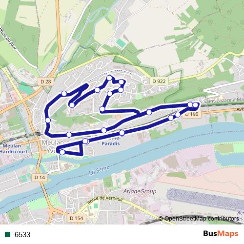 6533 bus Line Map