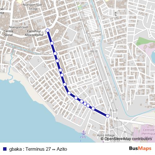 gbaka : Terminus 27 ↔ Azito bus Line Map