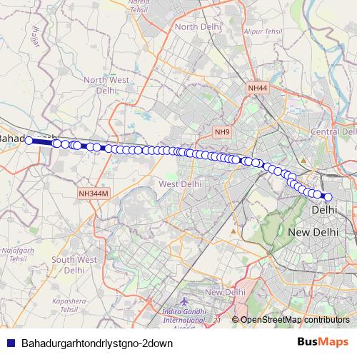 Bahadurgarhtondrlystgno-2down bus Line Map