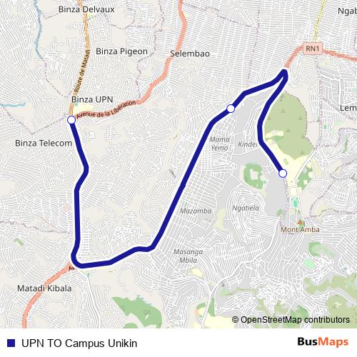 UPN TO Campus Unikin bus Line Map