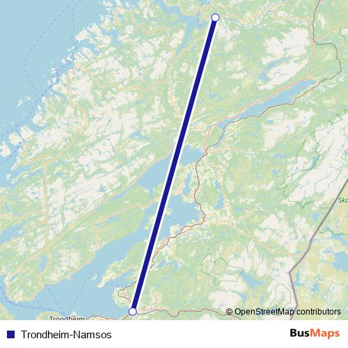 Trondheim-Namsos air Line Map