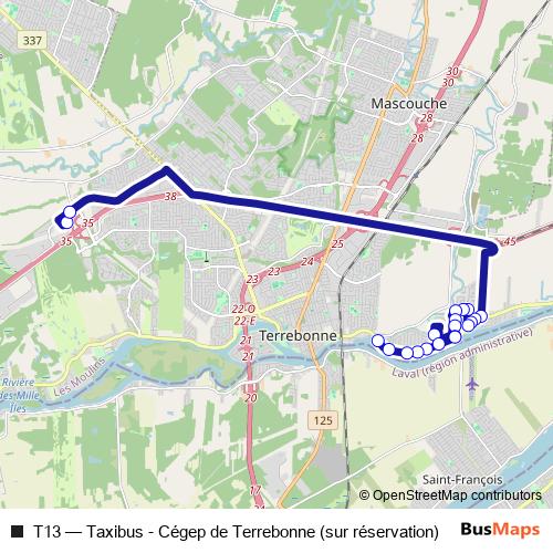 T13 bus Line Map