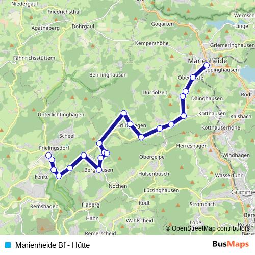Marienheide Bf - Hütte tram Line Map