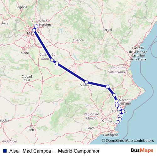 Alsa - Mad-Campoa bus Line Map