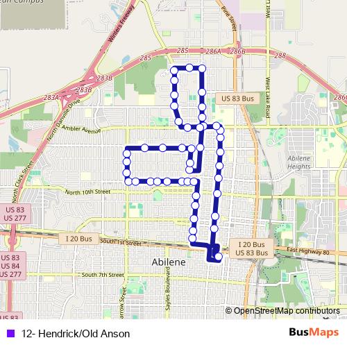 12- Hendrick/Old Anson bus Line Map